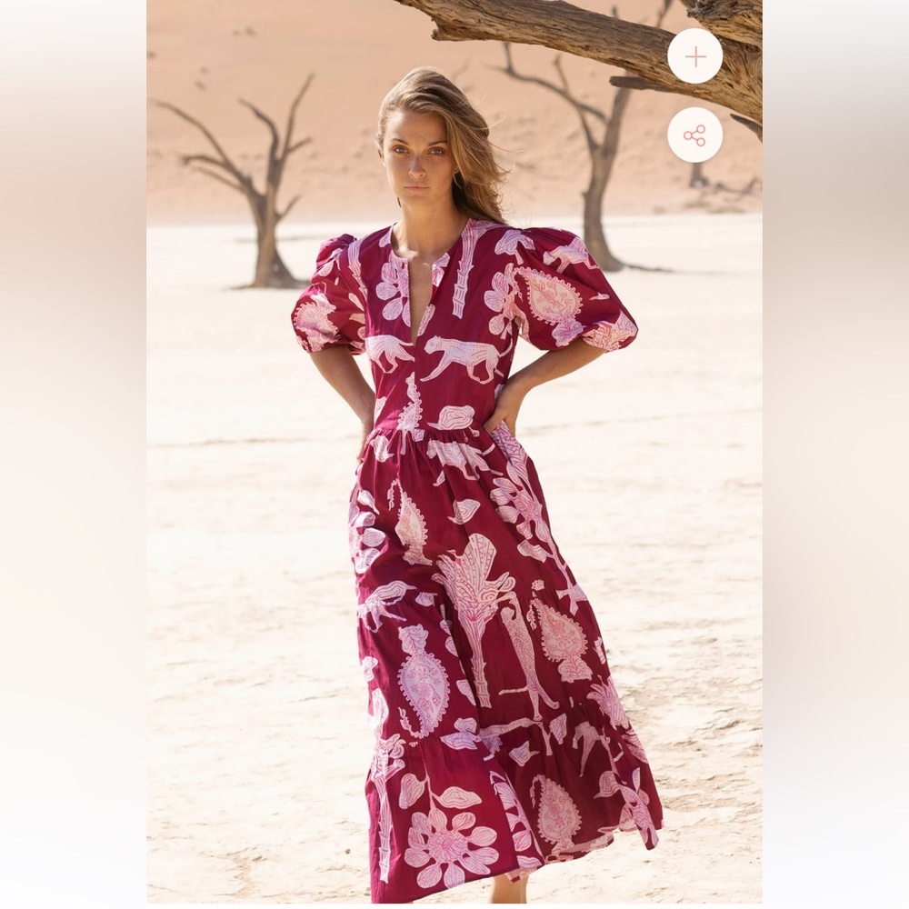 NWT Oliphant Puff Sleeve Maxi in Lamu Magenta size XS